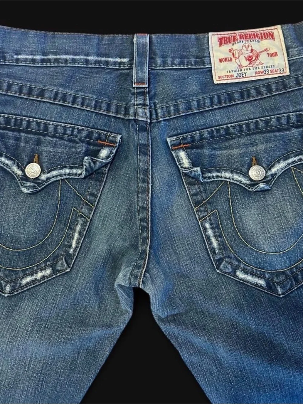 True Religion Men’s Joey Bootcut Jeans with Distressed Detail 33 x 33